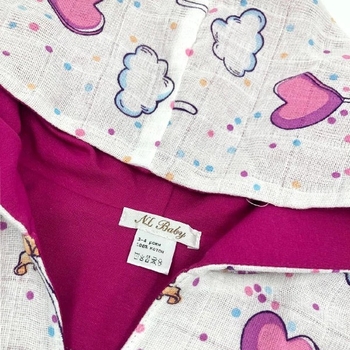 Накидка детская NL Baby, муслин, 12-24 мес., белый с сиреневым (304/34300) - Pampik - 2