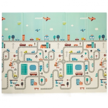 Двосторонній складаний дитячий килимок Petite&Mars Campy Elephant&City (435071) - Pampik