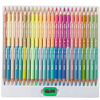 Карандаши цветные трехгранные двухсторонние Школярик Пастельные цвета с точилкой, 48 цветов (24 шт.) (312120005-UA) - Pampik - 3