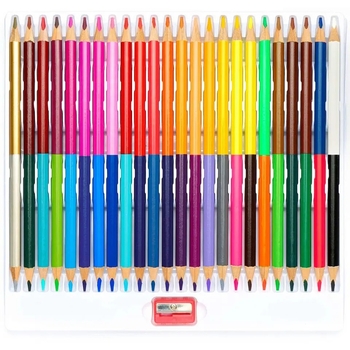 Олівці кольорові тригранні двосторонні Школярик, точила, 48 кольорів, 24 шт. (312116004-UA) - Pampik - 2