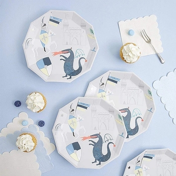 Тарелки бумажные Meri Meri, 8 шт., серый (187333/29692) - Pampik - 3