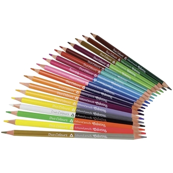 Олівці кольорові Colorino, двосторонні, тригранні, в пластиковому контейнері, 36 кольорів, 18 шт. (68512PTR) - Pampik - 3