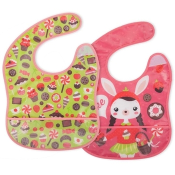 Слюнявчик водонепроницаемый Eurekakids для девочки, 6-24 мес, 2 шт., розовый (800002/32809) - Pampik