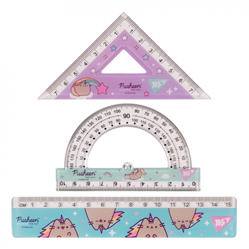 Набор линеек Yes Pusheen, 3 предмета, 15 см (370675) - Pampik - 2