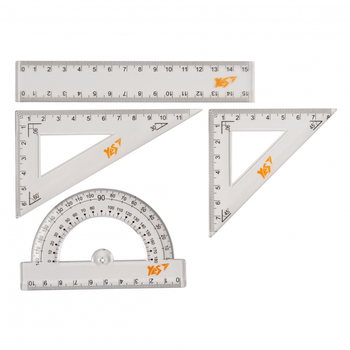 Набір лінійок Yes, 4 предмета, 15 см, прозорий (370263) - Pampik - 2