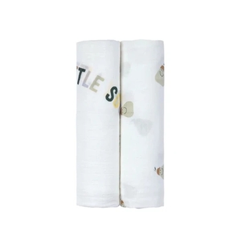 Пеленки муслиновые Lassig, 120х120 см, 2 шт., белый (13120027007/38318) - Pampik