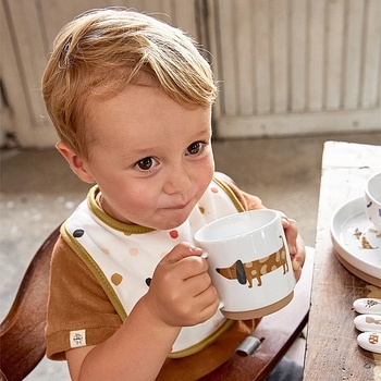 Набор детской посуды Lassig Собака, фарфор, с антискользящими элементами, 3 предмета, белый (1210037856/38321) - Pampik - 5