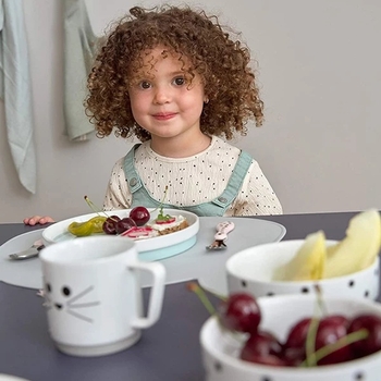 Набор детской посуды Lassig Кот, фарфор, с антискользящими элементами, 3 предмета, белый (1210037108/35851) - Pampik - 6