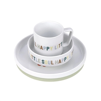 Набір дитячого посуду Lassig, порцеляна, з антиковзаючими елементами, 3 предмети, білий (12100379001/38322) - Pampik