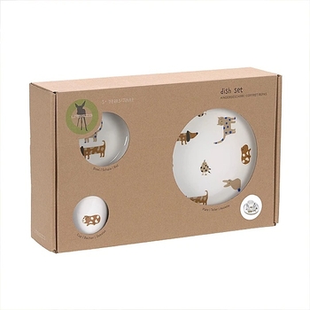 Набор детской посуды Lassig Собака, фарфор, с антискользящими элементами, 3 предмета, белый (1210037856/38321) - Pampik - 3