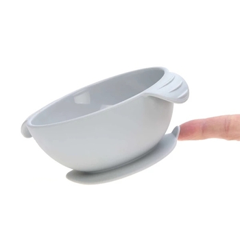 Тарелка глубокая Lassig на присоске, силиконовая, 11.5х11.5х5.5 см, серый (1310025200/35843) - Pampik - 3