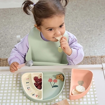 Набор силиконовых тарелок Lassig, 3 шт., розовый с мятным (13100262007/38319) - Pampik - 5