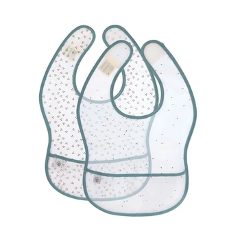 Слинявчик водонепроникний Lassig Єнот з кишенею, 2 шт., біло-зелений (1311017250/35822) - Pampik