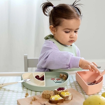 Набор силиконовых тарелок Lassig, 3 шт., розовый с мятным (13100262007/38319) - Pampik - 4