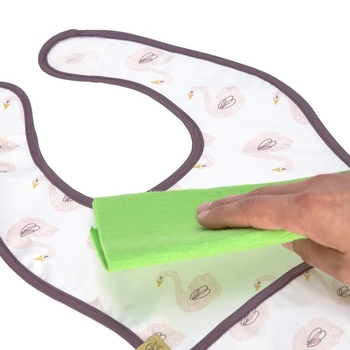 Слинявчик водонепроникний Lassig Лебідь з кишенею, біло-рожевий (1311012741/35816) - Pampik - 3