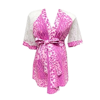 Домашній костюм New Life з мереживом, халат та брюки, р.44, рожевий (097/17464) - Pampik - 2