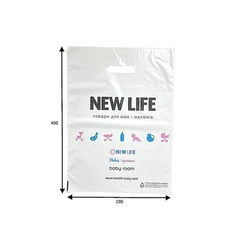 Фирменный пакет New Life, маленький, 30х40 см, белый (35973) - Pampik - 2