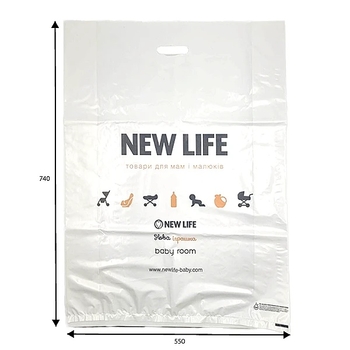 Фірмовий пакет New Life, великий, 74х55 см, білий (35975) - Pampik - 2