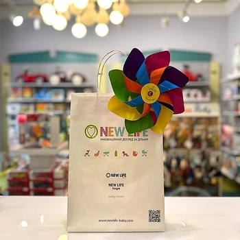 Фірмовий паперовий пакет New Life, 22х34х10 см, білий (0000/19051) - Pampik - 3