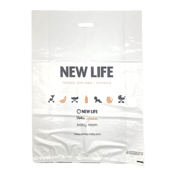 Фірмовий пакет New Life, великий, 74х55 см, білий (35975) - Pampik
