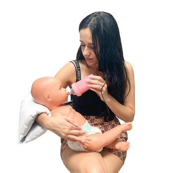 Двусторонняя подушка-рукав для мамы и малыша 2 в 1 New Life expert, 48х30 см, серый с белым (007/37120) - Pampik - 5