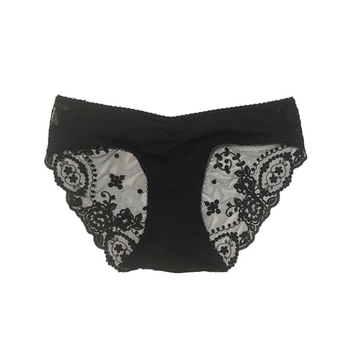 Трусы New Life La Perla, под живот, с кружевом, р.36, черный (26494) - Pampik