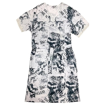 Халат домашній New Life, р.S-M, принт газета (129/27321) - Pampik - 3