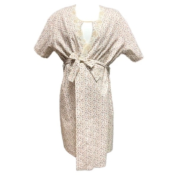 Комплект із халата та нічної сорочки для годування New Life, р.L-XL, принт квіти, молочний (308/36684) - Pampik