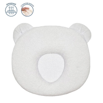 Ортопедична подушка New Life expert Memory Ведмедик для немовлят, 21х19 см, білий (30429) - Pampik - 2