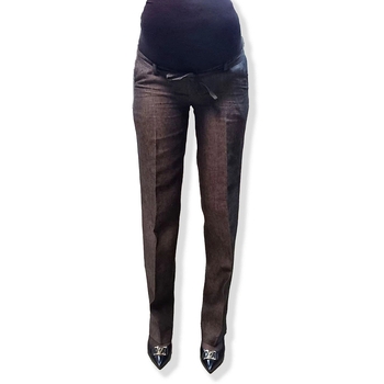 Штани New Life з трикотажною вставкою та поясом, р.42, коричневий (556/10633) - Pampik - 5