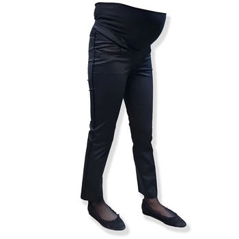 Штани укорочені New Life з трикотажною вставкою та поясом на резинці, р.46, чорний (248/7071) - Pampik - 6