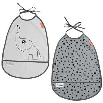 Слюнявчик водонепроницаемый Done by Deer, 2 шт., серый (1393675/32983) - Pampik