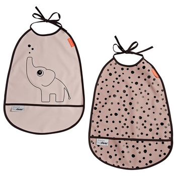 Слюнявчик водонепроницаемый Done by Deer, 2 шт., пудровый (1393671/27327) - Pampik