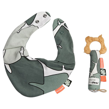 Слюнявчик и грызун Done by Deer, зеленый (4393413/27303) - Pampik