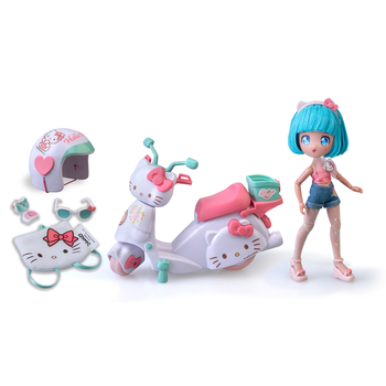 Ігровий набір 4SF Manga Dolls серії Hello Kitty Красуня Пінк на скутері, 19.5 см (HKTF3000) - Pampik - 2