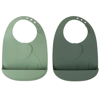 Слюнявчик силиконовый Done by Deer, 2 шт., зеленый (1309903/35644) - Pampik