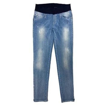 Джинси вузькі Pietro Brunelli вкорочені потерті, срібна відстрочка, джинс, р.40, темно-блакитний (JP0043,560/23025) - Pampik - 2