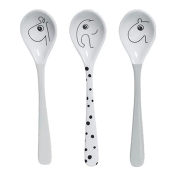 Детский набор столовых приборов Done by Deer, 3 шт., белый с серым (10875/32988) - Pampik