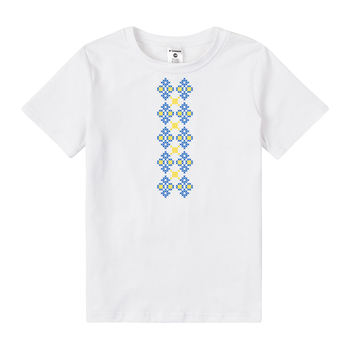 Футболка Garnamama Ukraine t-shirt Вишиванка 2025 134-140 Білий (1051174.1417757) - Pampik - 4