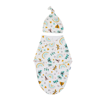 Набор Twins Butterfly: євро-пелюшка та шапочка, інтерлок, мультиколір (1911-EP-20B) - Pampik