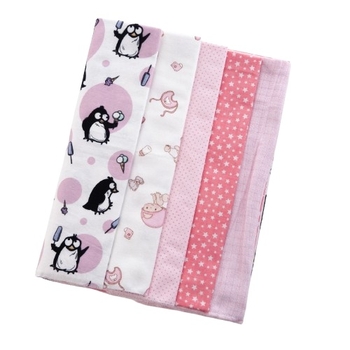 Набір пелюшок Twins, фланель, ситець, муслін, 5 шт., рожевий (1599-TMIX-08) - Pampik