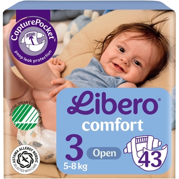 Подгузники на липучках Libero Comfort 3 (5-8 кг), 43 шт. - Pampik