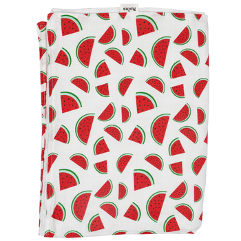 Плед Twins Кавунчик, мусліновий подвійний, 110х75 см, білий з червоним (1410-110/75-12W) - Pampik