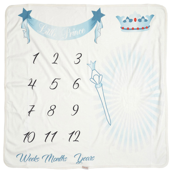 Плед Twins BabyDo Календар росту Маленький принц, 85x80 см, молочний з блакитним (1023) - Pampik