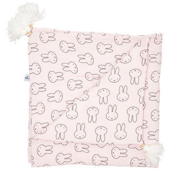 Плед мусліновий Twins Rabbits, утеплений з китицями, 90x90 см, світло-рожевий (1611-PMУ90-08R) - Pampik