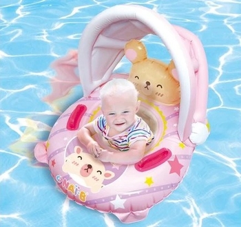 Круг для плавання з козирком Nai-B, від 2 років, рожевий (27000) - Pampik - 3