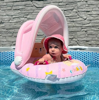 Круг для плавання з козирком Nai-B, від 2 років, рожевий (27000) - Pampik - 6