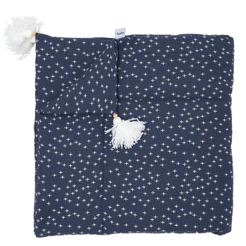 Плед мусліновий Twins Сузір'я, утеплений з китицями, 90x90 см, темно-синій (1611-PMУ90х90-09С) - Pampik