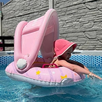 Круг для плавання з козирком Nai-B, від 2 років, рожевий (27000) - Pampik - 5