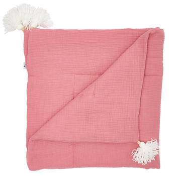 Плед мусліновий Twins Dirty rose, утеплений з китицями, 90x90 см, рожевий (1611-PMУ90-24) - Pampik